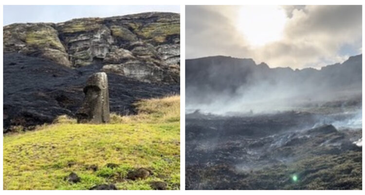 incendio de moais en Rapa Nui