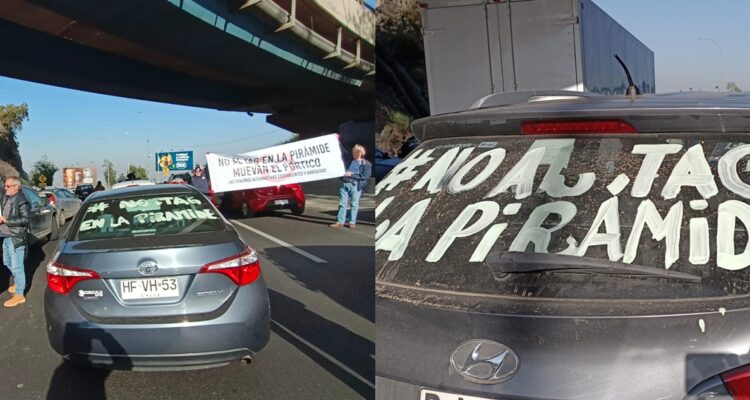 Vecinos de Huechuraba interrumpen la autopista AVO exigiendo vía alternativa sin TAG en La Pirámide