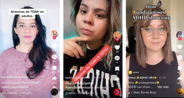 Capturas de TikTok de personas nombrando síntomas de déficit atencional