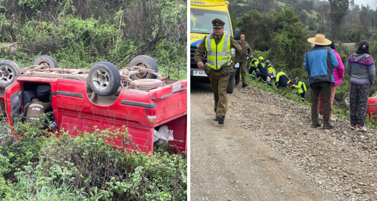 Volcamiento de vehículo en Maitenrrahue