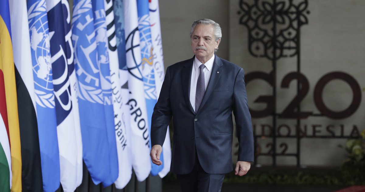 El presidente argentino, Alberto Fernández, en la G20.