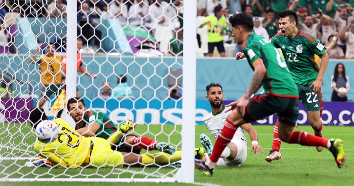 México festeja gol a Arabia Saudita en Mundial