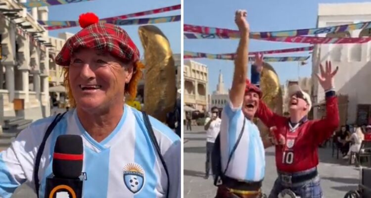 Un hincha escocés viajó hasta Qatar para apoyar a Argentina.