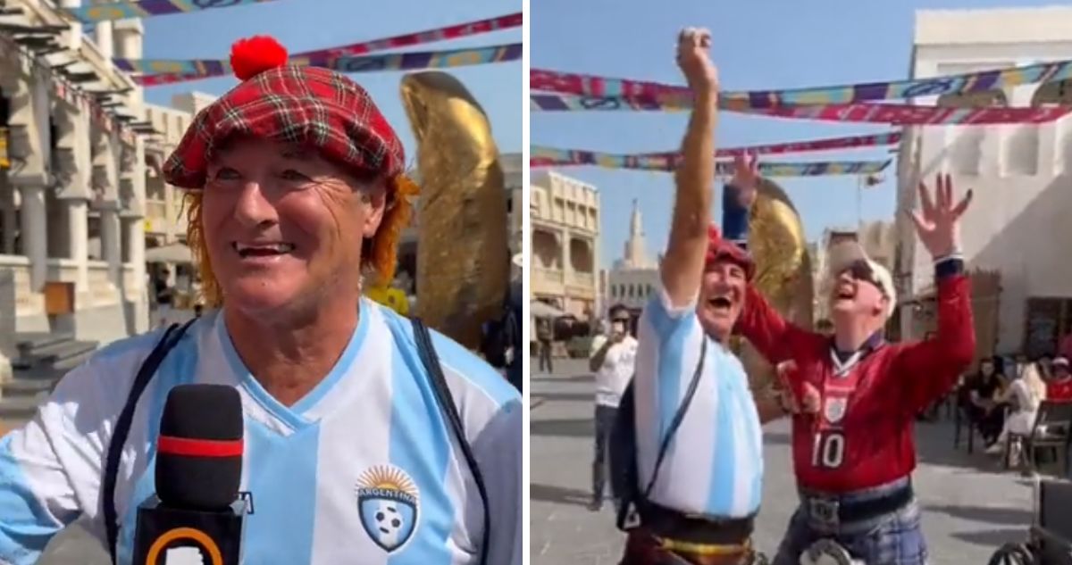 Un hincha escocés viajó hasta Qatar para apoyar a Argentina.