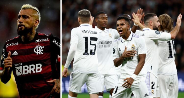 Rodrygo (al centro de los festejos del Real Madrid) respondió a las provocaciones de Arturo Vidal.