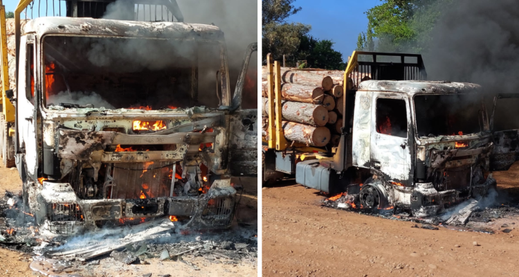 Al menos 3 camiones y maquinaria destruida deja ataque incendiario en la ruta Lautaro a Galvarino