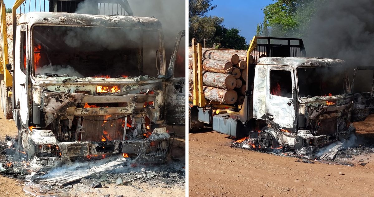Al menos 3 camiones y maquinaria destruida deja ataque incendiario en la ruta Lautaro a Galvarino