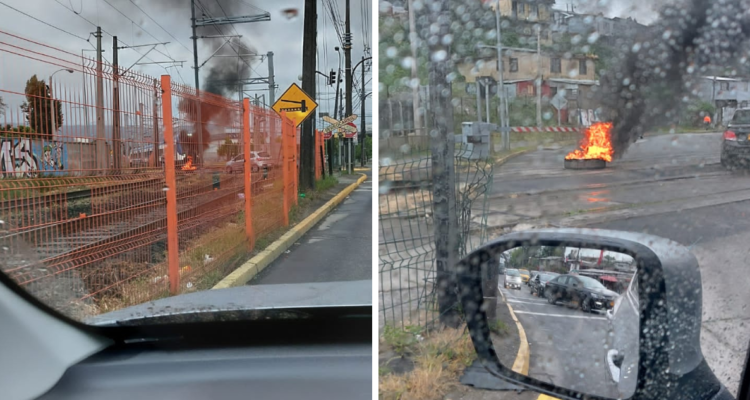 Barricada incendiaria en vías de Biotrén en Coronel