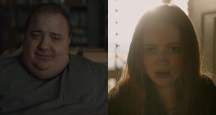 El actor Brendan Fraser y Sadie Sink en el trailer de The Whale.