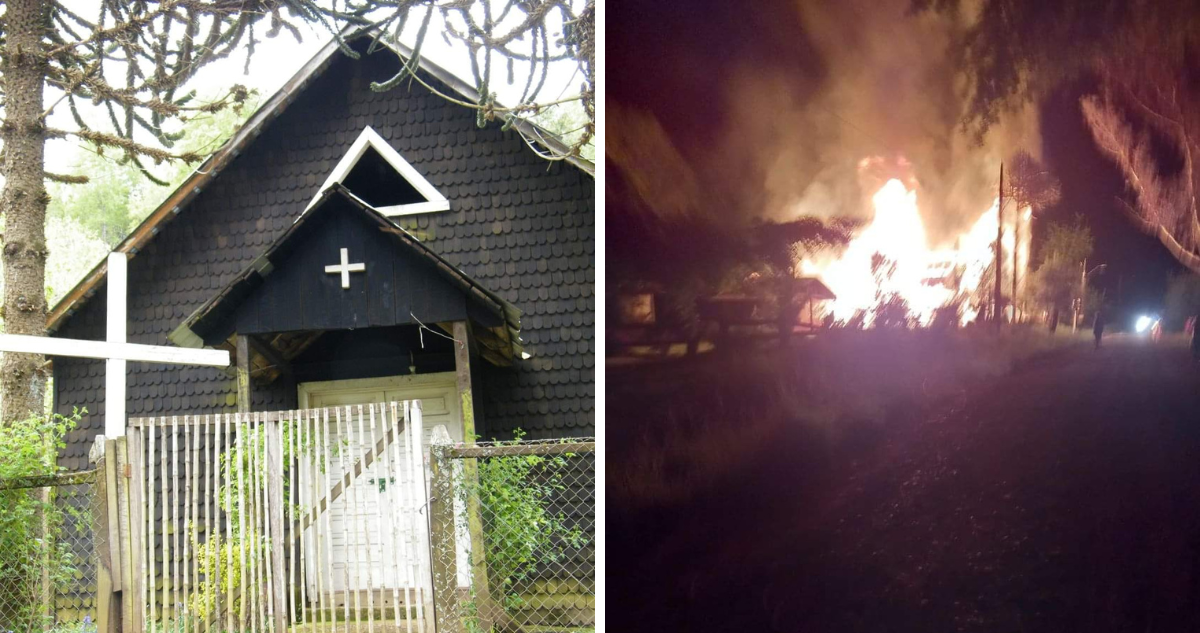 Resistencia Mapuche Malleco destruye capilla en medio de visita del presidente Boric a La Araucanía