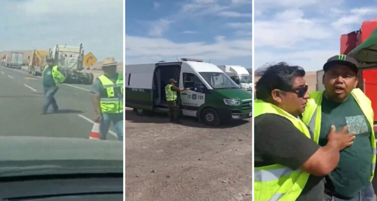 Carabineros infracciona a conductor que grabó bloqueo de ruta de camioneros en Iquique