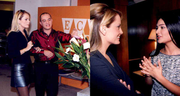 Cecilia Bolocco compartiendo con los actores de Yo Soy Betty La Fea en el set de la teleserie.