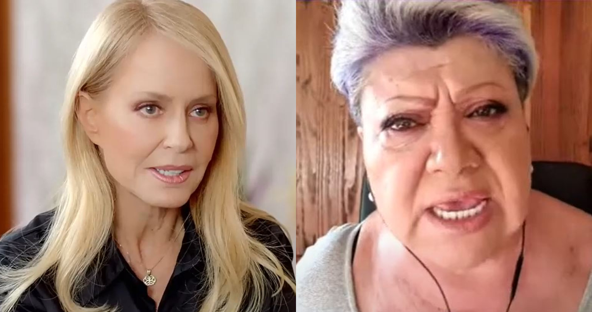 La animadora Cecilia Bolocco serie hablando. A su lado, Paty Maldonado hablando en su programa online respecto a los dichos de la empresaria.