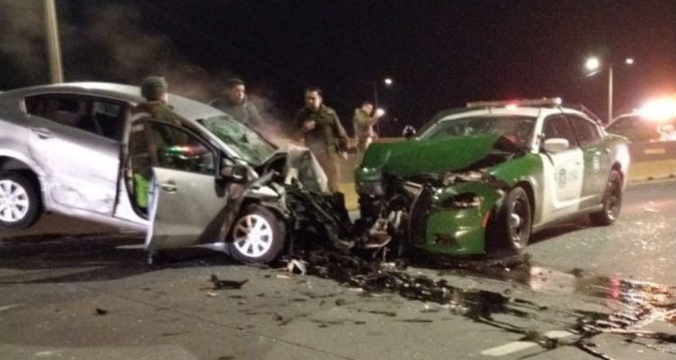 choque entre radiopatrulla y auto