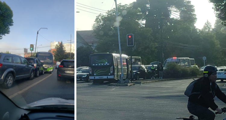 Triple colisión se registra en pleno centro de Concepción y provoca enorme congestión vehicular