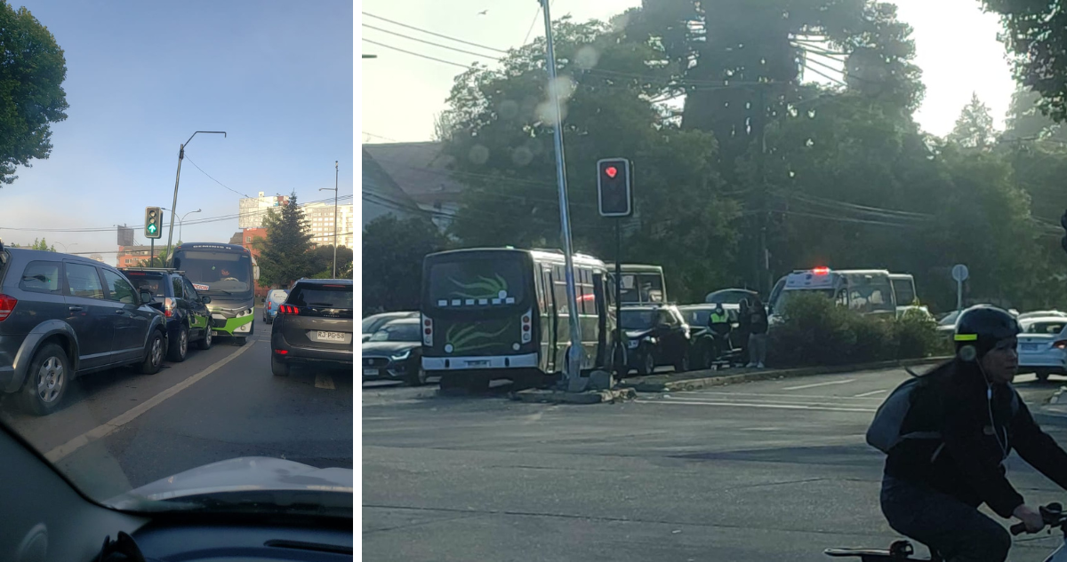 Triple colisión se registra en pleno centro de Concepción y provoca enorme congestión vehicular