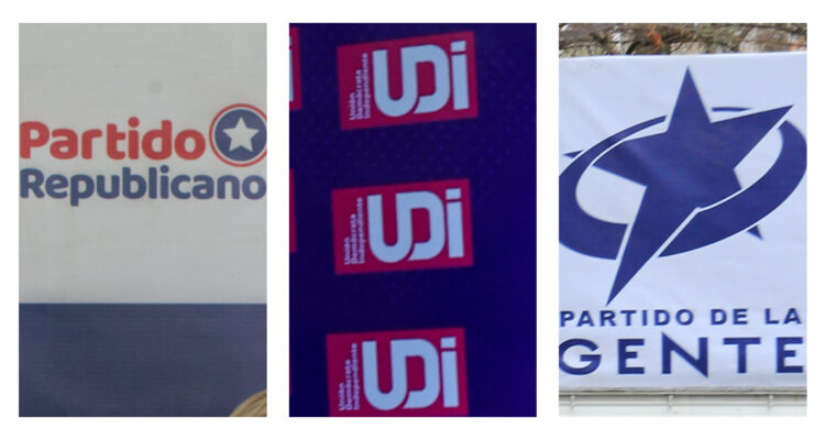 Logos Partido Republicano, UDI y PDG por ofensiva en Cámara de Diputados