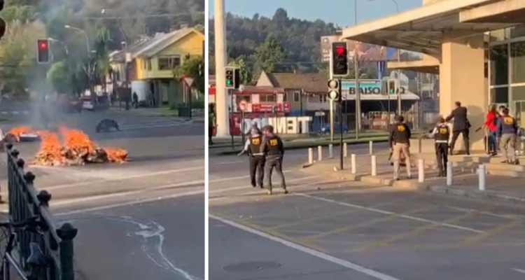 Marcha termina con 3 detenidos por enfrentamiento con PDI en Temuco: atacaron cuartel general