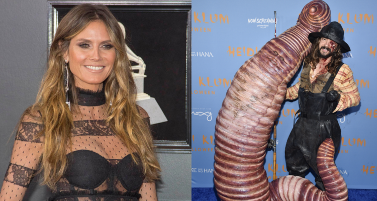 Heidi Klum en una premiere y la modelo en su fiesta de anual de Halloween disfrazada de gusano gigante