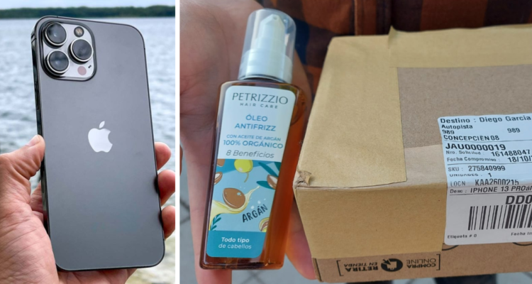 Emprendedor recibió óleo capilar en vez de iPhone 13 que compró