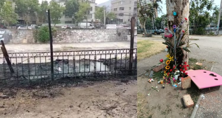 Encapuchado quema “ruco” donde habría vivido persona trans asesinada frente al Parque Forestal