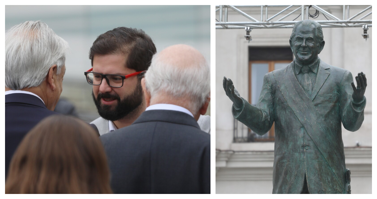 Inauguración estatua de Patricio Aylwin