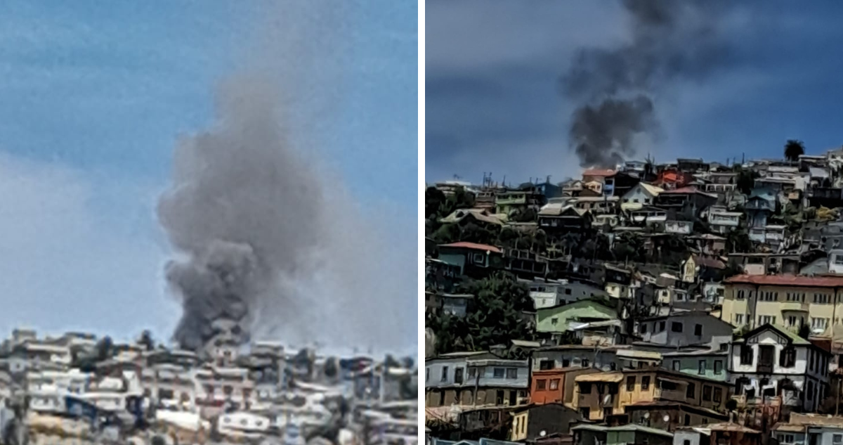 Incendio en cerro Lo Cañas de Valparaíso