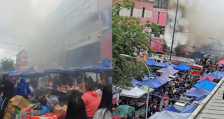 Incendio afecta a un “mall chino” en barrio Meiggs: presencia de ambulantes dificulta su combate