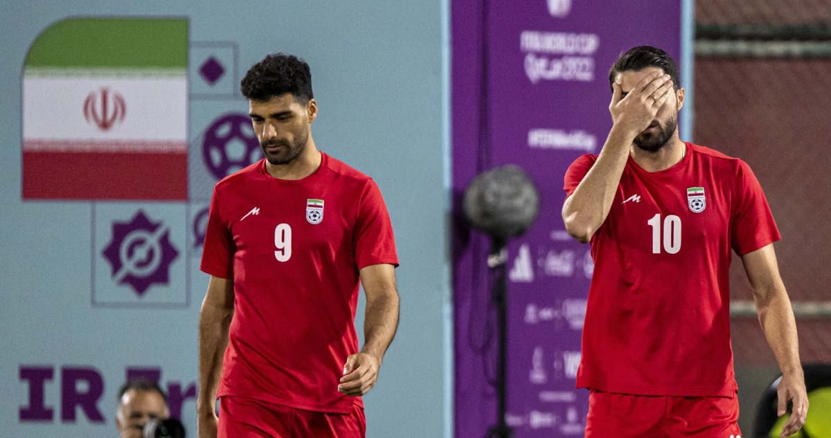 Jugadores iraníes entrenan en Qatar.