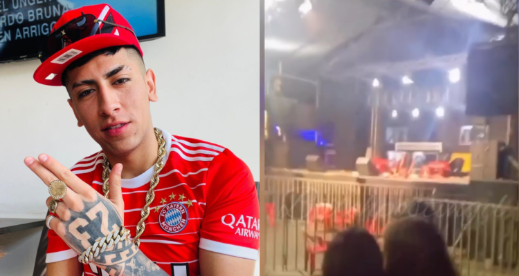 Cantante urbano Jordan 23 (izquierda) Captura de videos de Instagram de desordenes en Talcahuano (derecha)