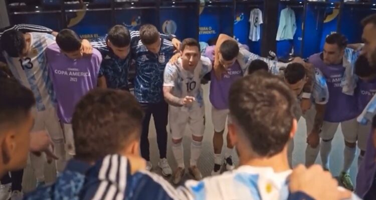 Lionel Messi y una inédita arenga en la Copa América 2021.