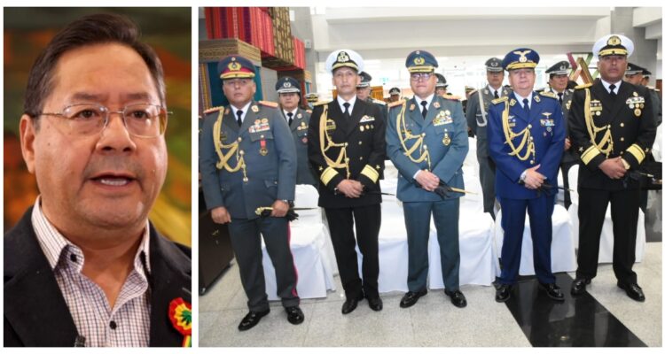 Luis Arce y su nueva cúpula militar.