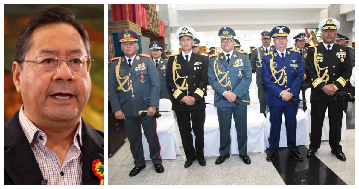 Luis Arce y su nueva cúpula militar.