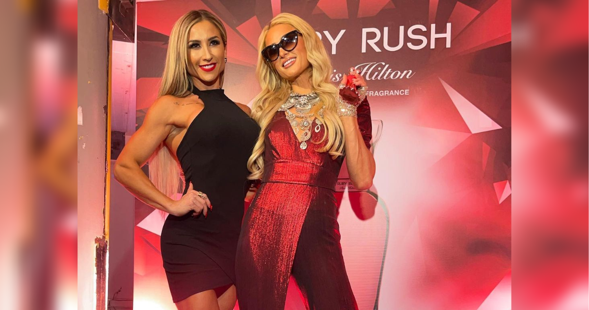 Nicole Luli Moreno junto a Paris Hilton en evento de lanzamiento de su fragancia