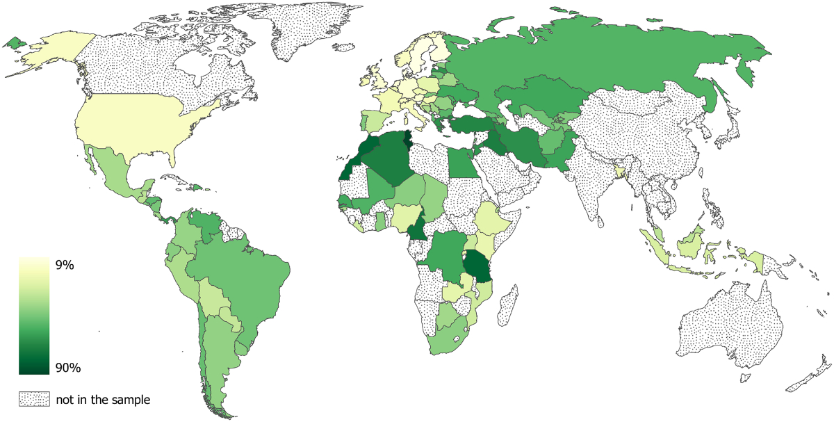 Mapa muestra nivel de creencia en la brujería en los países