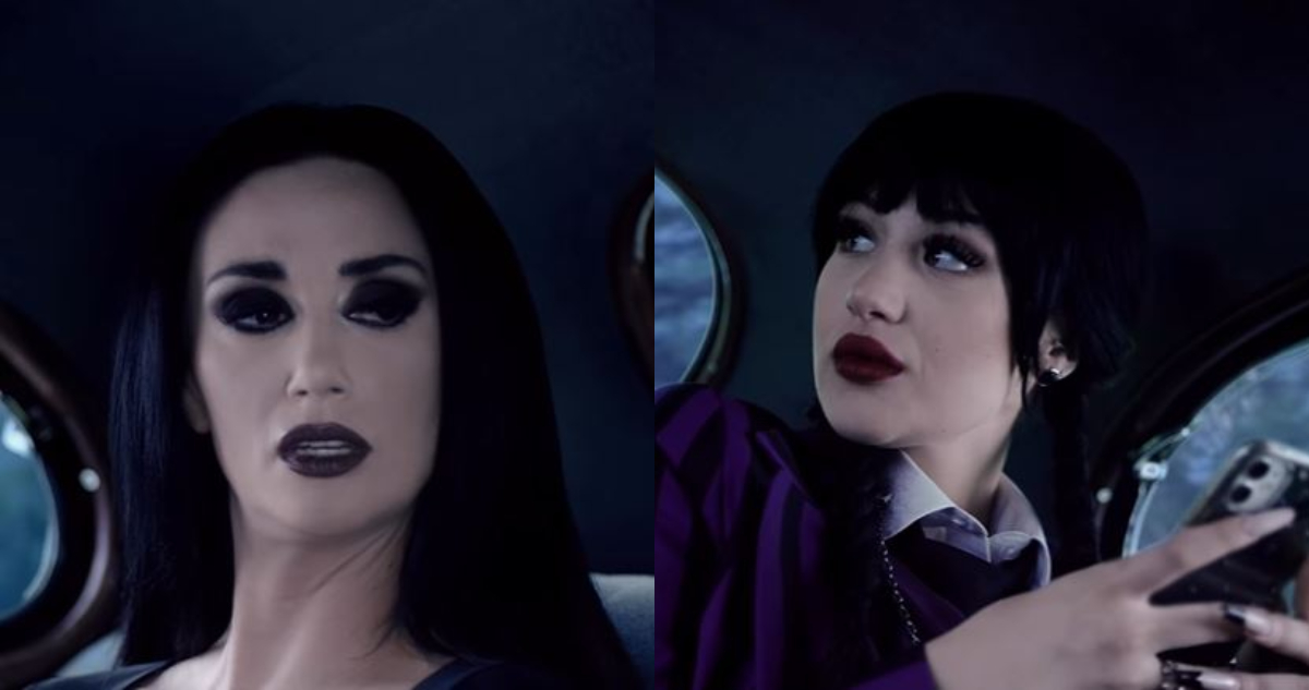 La influencer Pamela Díaz y su hija Trinidad maquilladas en tonos oscuros para el sketch.