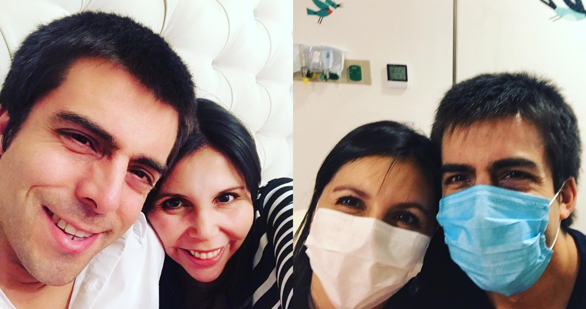 La psicóloga Pamela Lagos junto a su esposo, quien luchó por segunda vez contra el cáncer en 2020.