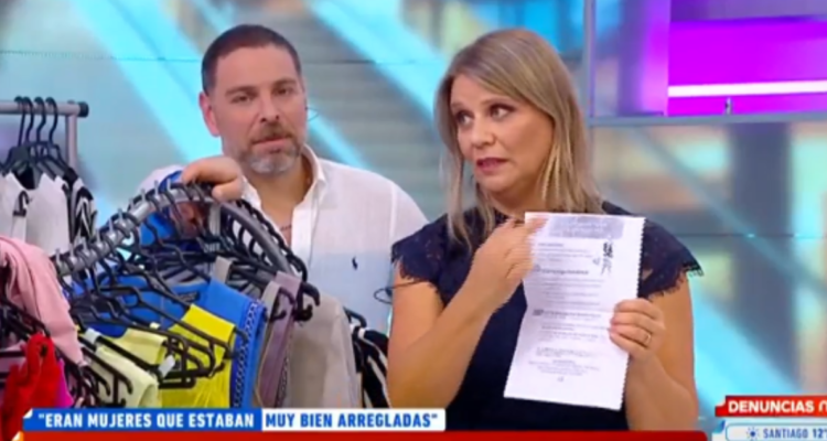 Captura del programa Mucho Gusto de Mega, donde la periodista Marianne Schmidth relató que fue víctima de robo dentro de una tienda