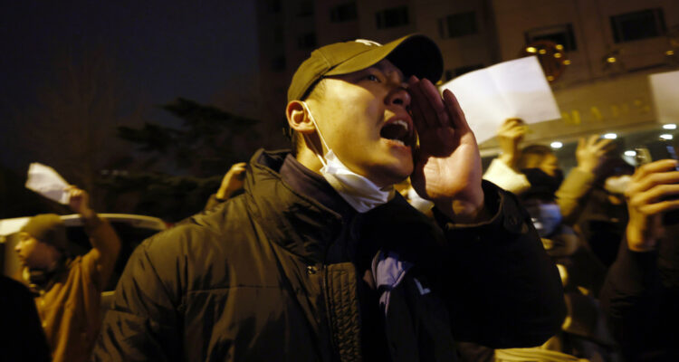 Una protesta contra el ‘cero covid’ en Beijing.