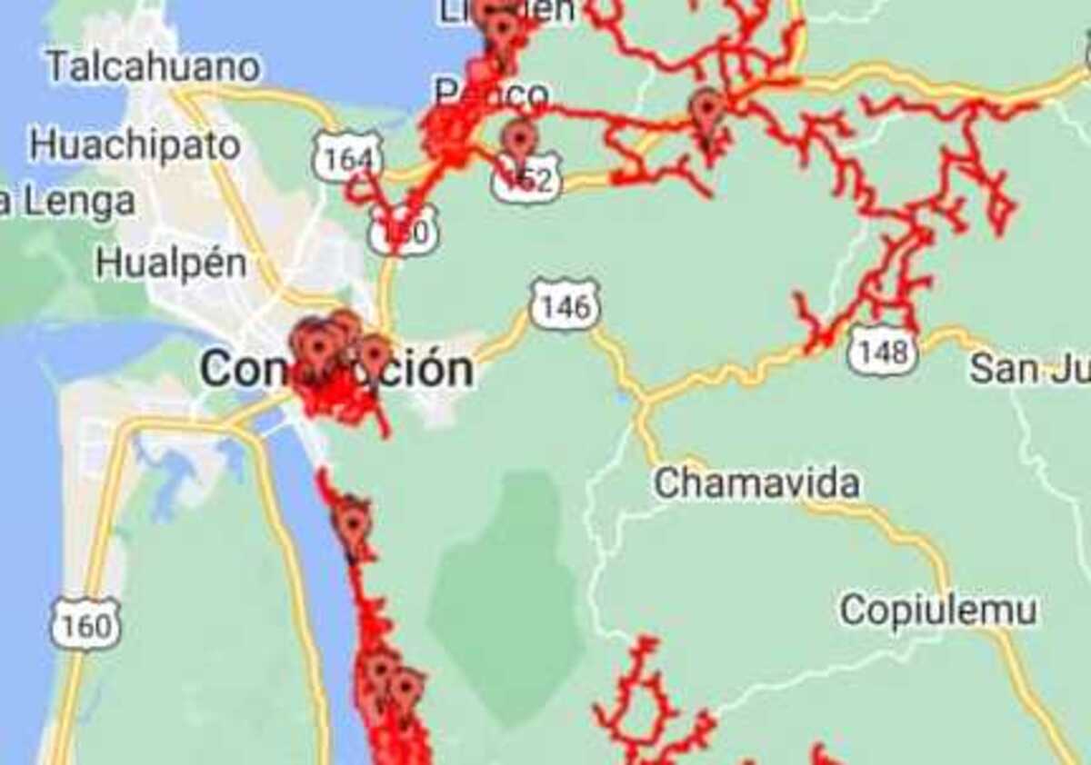 Comunas y sectores afectados por corte de luz en el Gran Concepción.