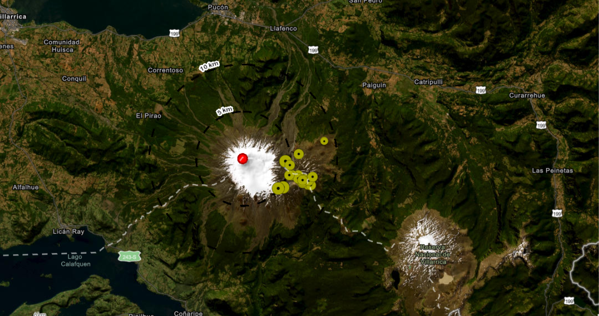 zonas riesgo volcán Villarrica