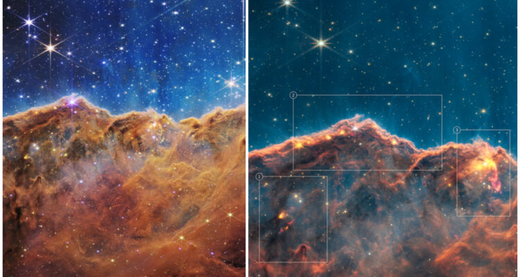 Encuentran estrellas recién formándose en los Acantilados Cósmicos del James Webb
