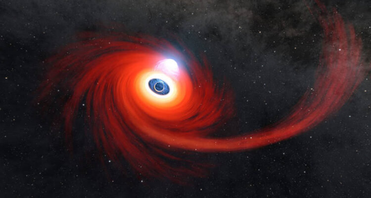 Agujero negro tragándose una estrella