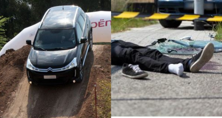 Auto arrolla a mujer