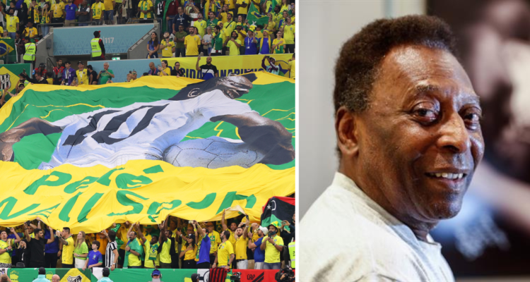 Hinchada brasileña envía apoyo a Pelé.