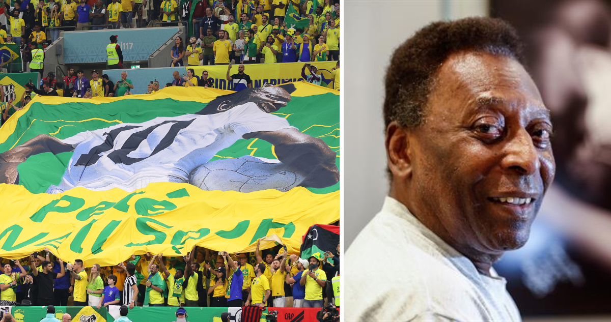 Hinchada brasileña envía apoyo a Pelé.