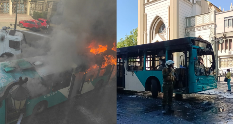 Encapuchados queman bus del Transantiago en cercanías del Liceo de Aplicación