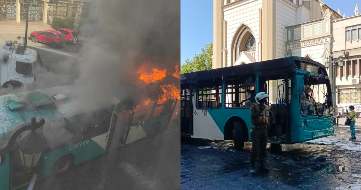 Encapuchados queman bus del Transantiago en cercanías del Liceo de Aplicación