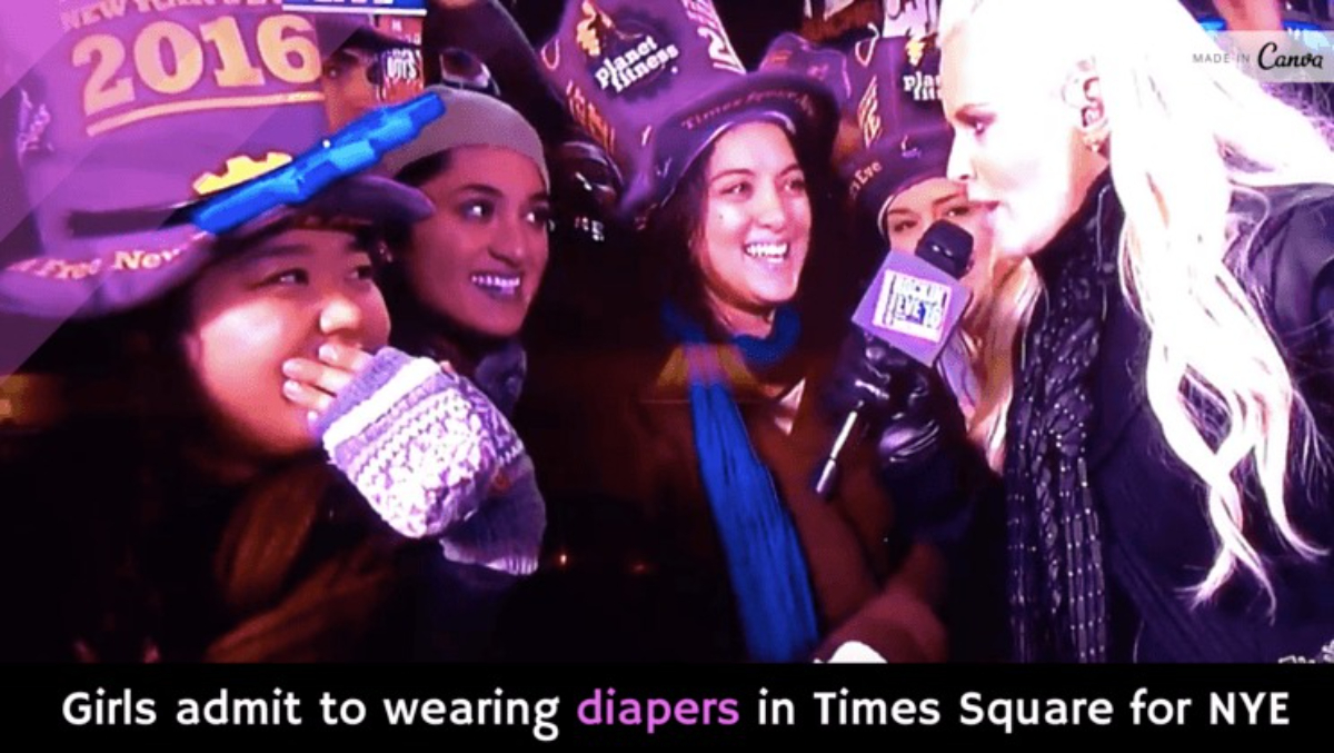 Chicas admiten usar pañales en Times Square