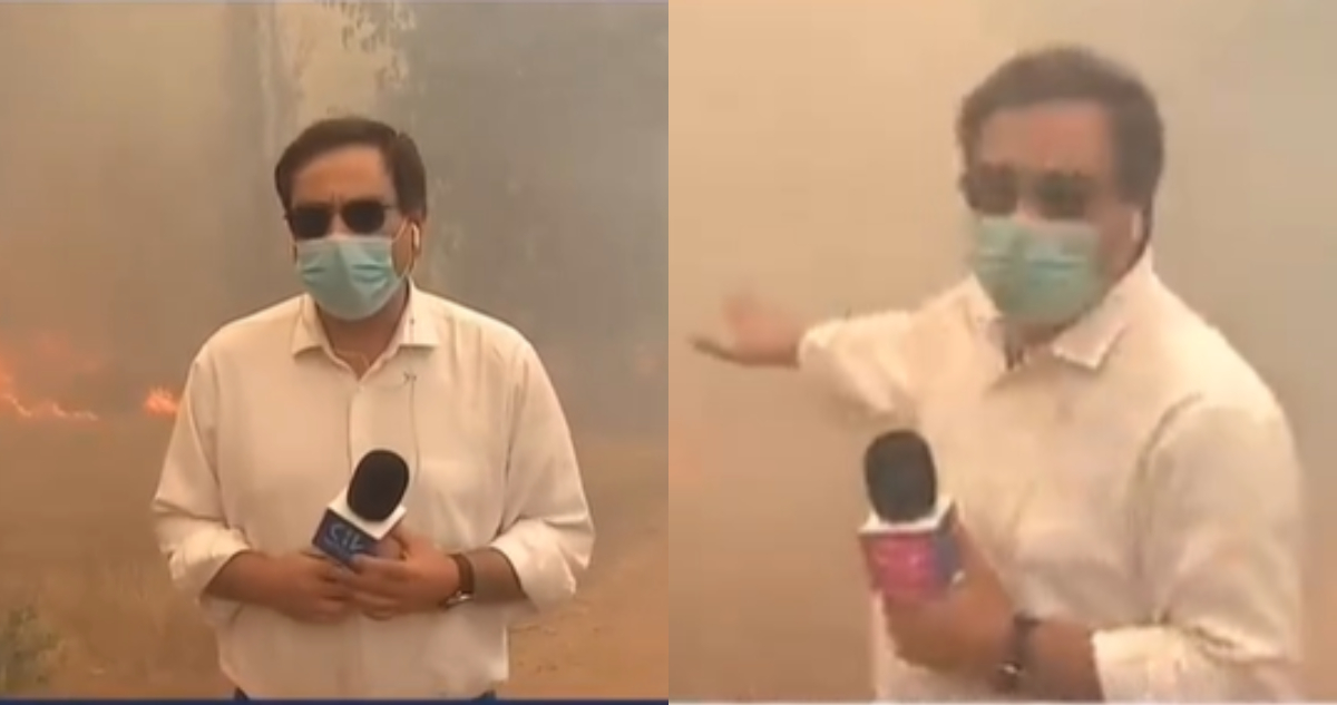 Periodista de CHV casi queda atrapado en incendio